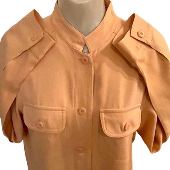 Bobby Chan Silk Cotton Blend Mandarin Collar Blouse - Picture 5 of 11